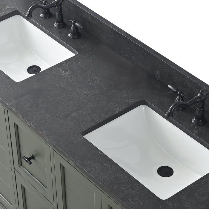 Vannes 60" Double Sink Bathroom Vanity in Silver Grey / White / Vintage Green / Vintage Spruce Blue - HomeBeyond