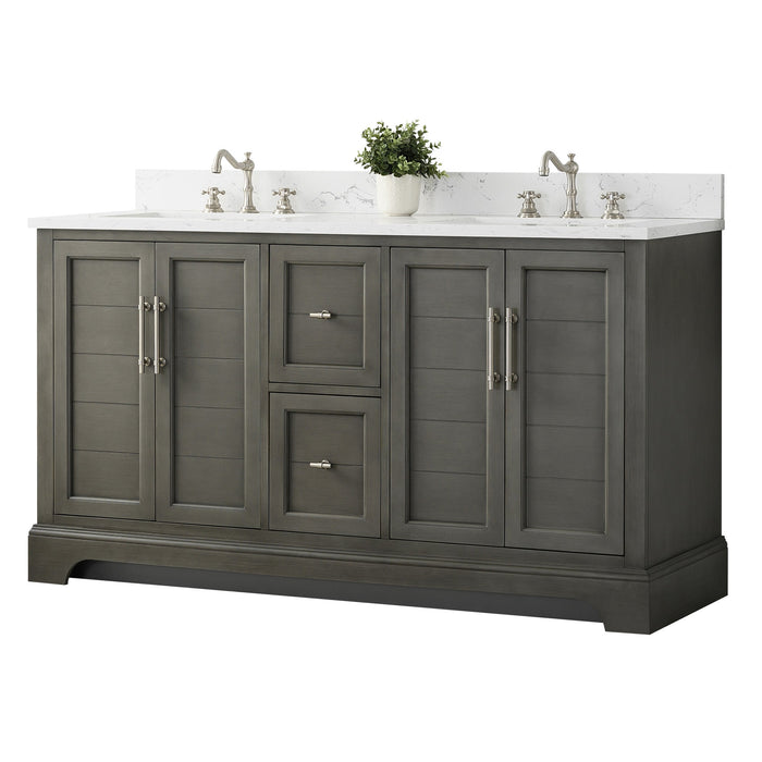 Vannes 60" Double Sink Bathroom Vanity in Silver Grey / White / Vintage Green / Vintage Spruce Blue - HomeBeyond