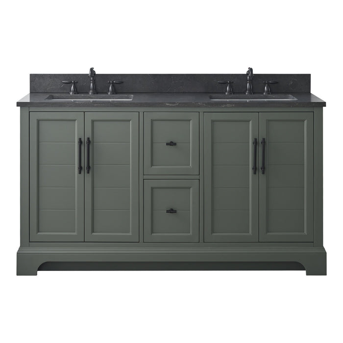 Vannes 60" Double Sink Bathroom Vanity in Silver Grey / White / Vintage Green / Vintage Spruce Blue - HomeBeyond