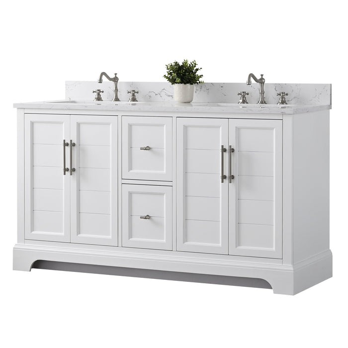 Vannes 60" Double Sink Bathroom Vanity in Silver Grey / White / Vintage Green / Vintage Spruce Blue - HomeBeyond