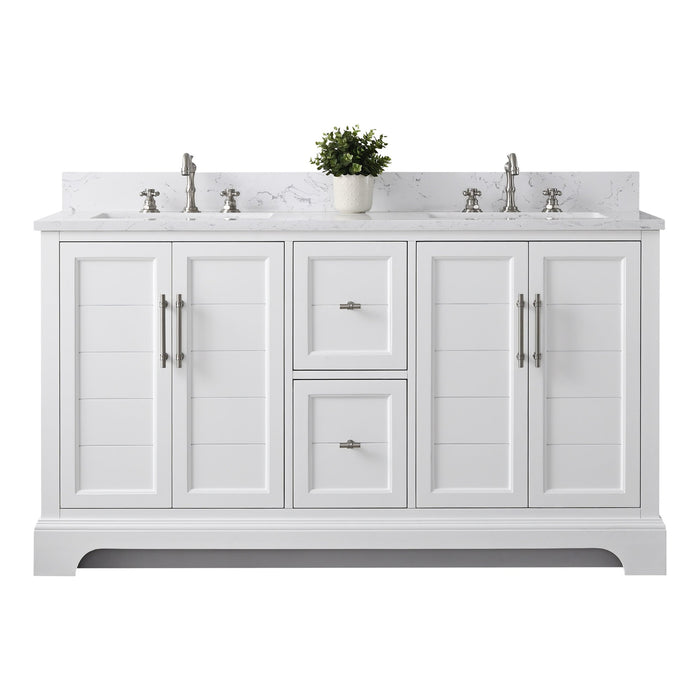 Vannes 60" Double Sink Bathroom Vanity in Silver Grey / White / Vintage Green / Vintage Spruce Blue - HomeBeyond