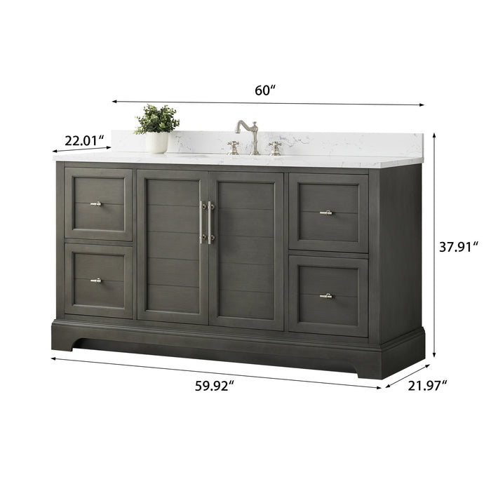 Vannes 60" Single Sink Bathroom Vanity in Silver Grey/ White / Vintage Green / Vintage Spruce Blue - HomeBeyond