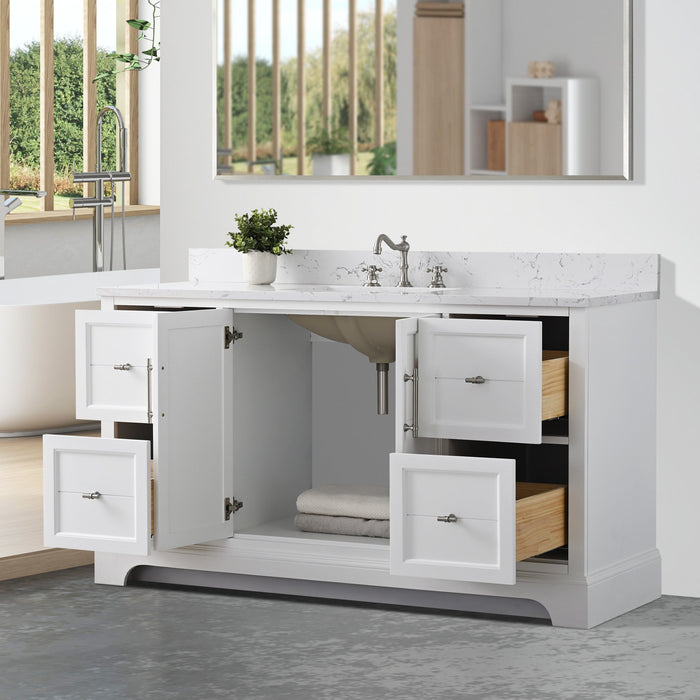 Vannes 60" Single Sink Bathroom Vanity in Silver Grey/ White / Vintage Green / Vintage Spruce Blue - HomeBeyond