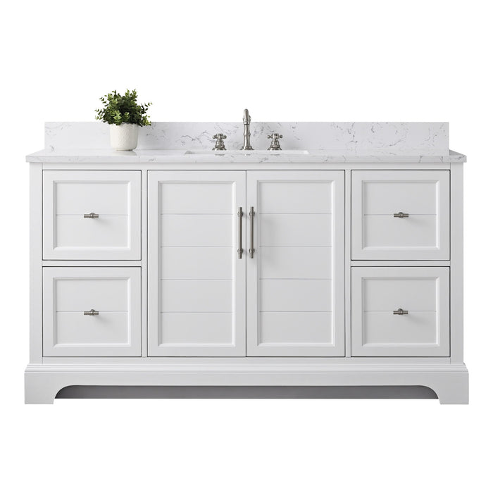 Vannes 60" Single Sink Bathroom Vanity in Silver Grey/ White / Vintage Green / Vintage Spruce Blue - HomeBeyond