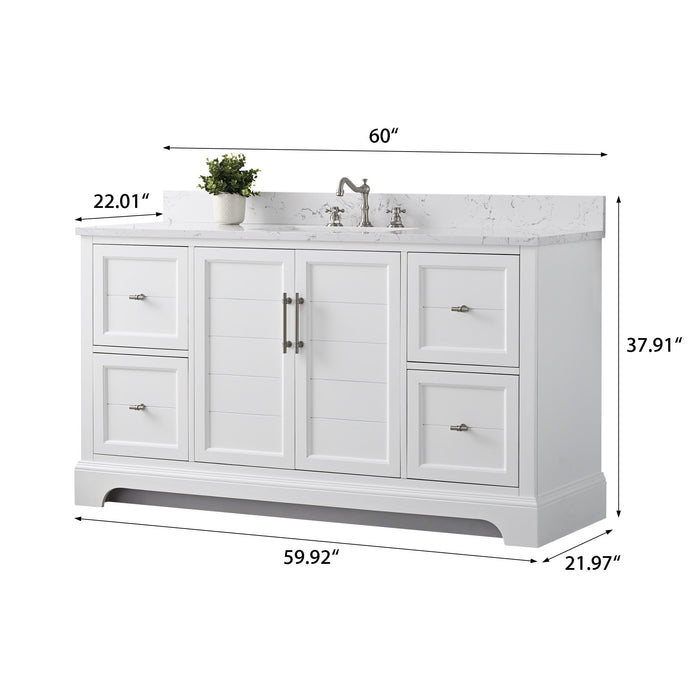 Vannes 60" Single Sink Bathroom Vanity in Silver Grey/ White / Vintage Green / Vintage Spruce Blue - HomeBeyond
