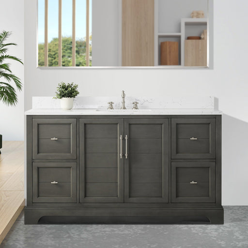 Vannes 60" Single Sink Bathroom Vanity in Silver Grey/ White / Vintage Green / Vintage Spruce Blue - HomeBeyond