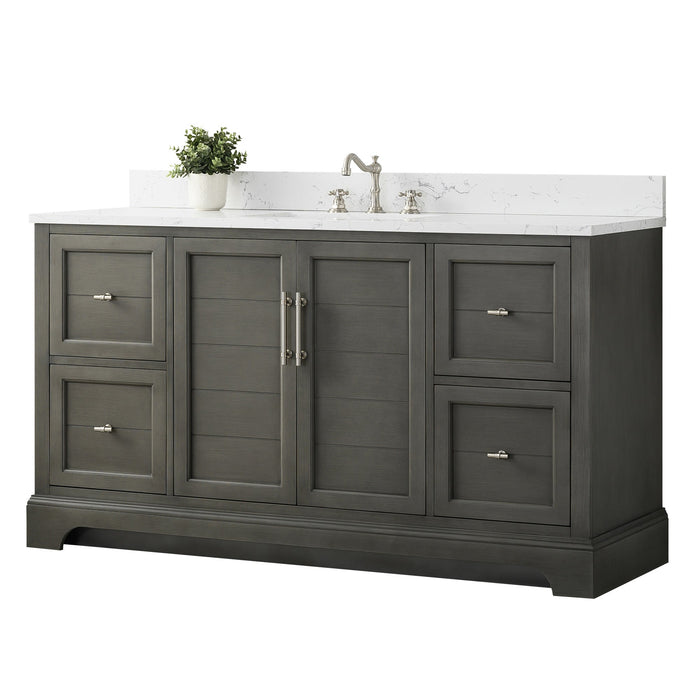 Vannes 60" Single Sink Bathroom Vanity in Silver Grey/ White / Vintage Green / Vintage Spruce Blue - HomeBeyond