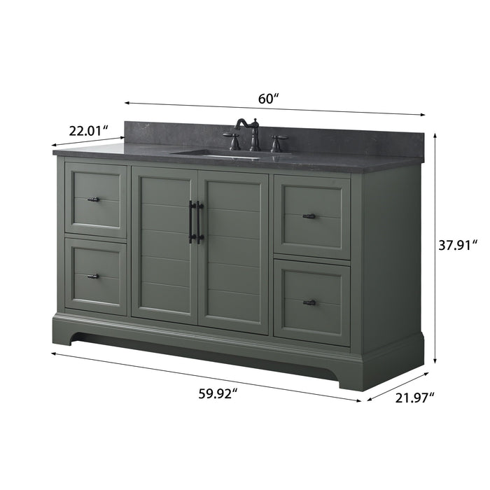 Vannes 60" Single Sink Bathroom Vanity in Silver Grey/ White / Vintage Green / Vintage Spruce Blue - HomeBeyond
