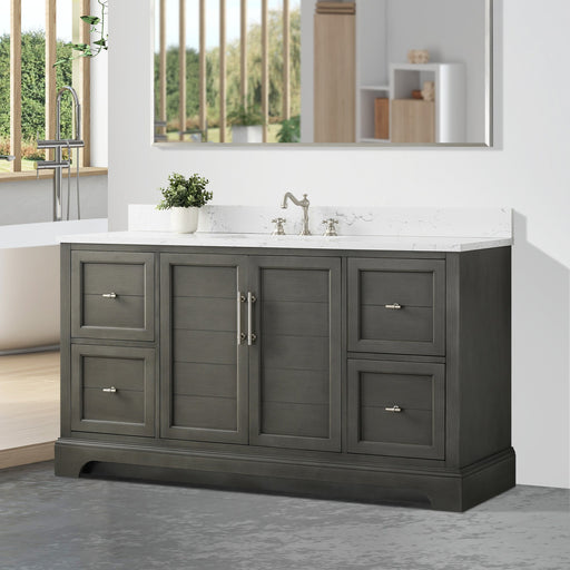 Vannes 60" Single Sink Bathroom Vanity in Silver Grey/ White / Vintage Green / Vintage Spruce Blue - HomeBeyond