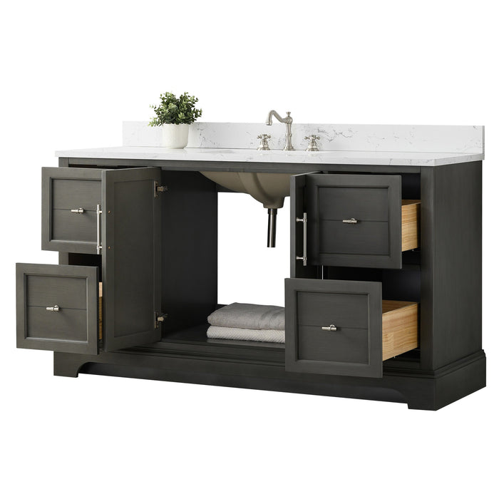 Vannes 60" Single Sink Bathroom Vanity in Silver Grey/ White / Vintage Green / Vintage Spruce Blue - HomeBeyond