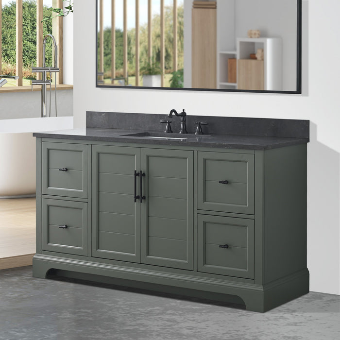 Vannes 60" Single Sink Bathroom Vanity in Silver Grey/ White / Vintage Green / Vintage Spruce Blue - HomeBeyond