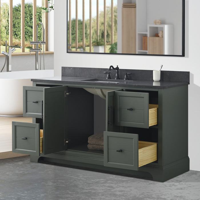 Vannes 60" Single Sink Bathroom Vanity in Silver Grey/ White / Vintage Green / Vintage Spruce Blue - HomeBeyond