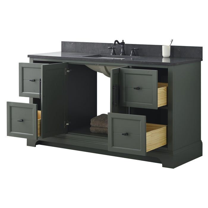 Vannes 60" Single Sink Bathroom Vanity in Silver Grey/ White / Vintage Green / Vintage Spruce Blue - HomeBeyond