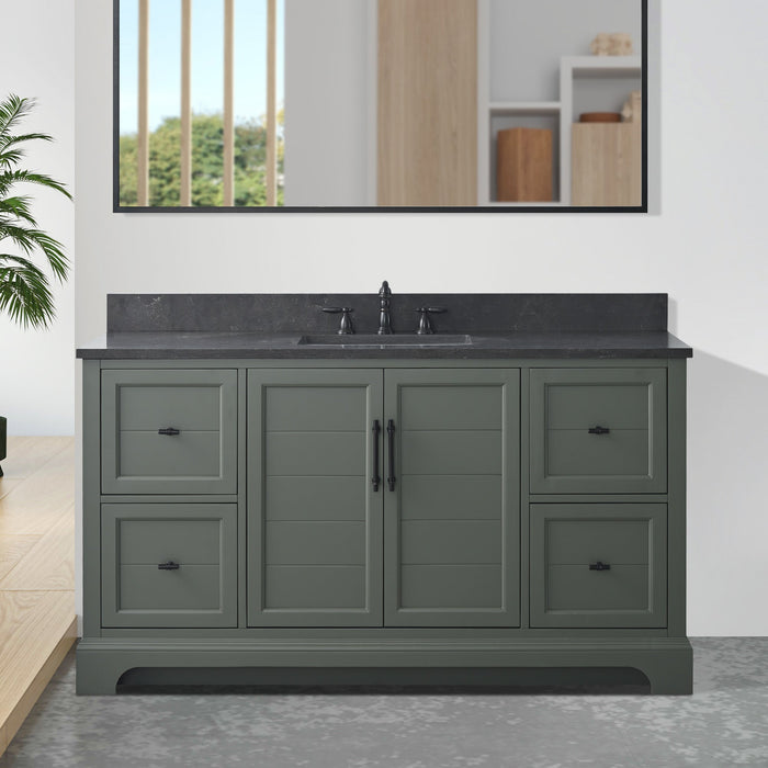 Vannes 60" Single Sink Bathroom Vanity in Silver Grey/ White / Vintage Green / Vintage Spruce Blue - HomeBeyond
