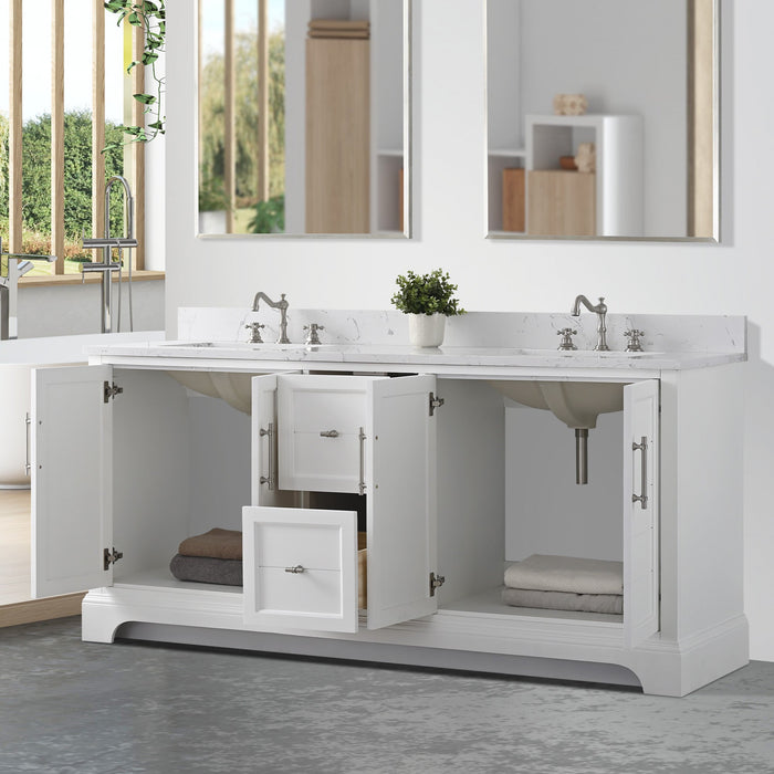 Vannes 72" Double Sink Bathroom Vanity in Silver Grey / White / Vintage Green / Vintage Spruce Blue - HomeBeyond