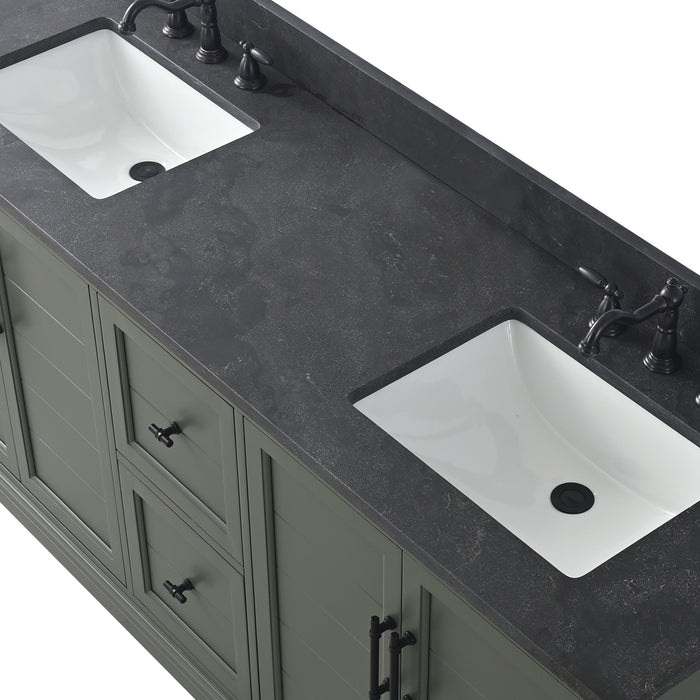 Vannes 72" Double Sink Bathroom Vanity in Silver Grey / White / Vintage Green / Vintage Spruce Blue - HomeBeyond