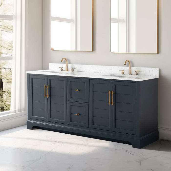 Vannes 72" Double Sink Bathroom Vanity in Silver Grey / White / Vintage Green / Vintage Spruce Blue - HomeBeyond