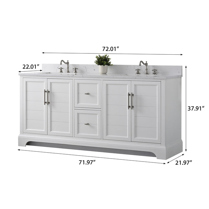 Vannes 72" Double Sink Bathroom Vanity in Silver Grey / White / Vintage Green / Vintage Spruce Blue - HomeBeyond