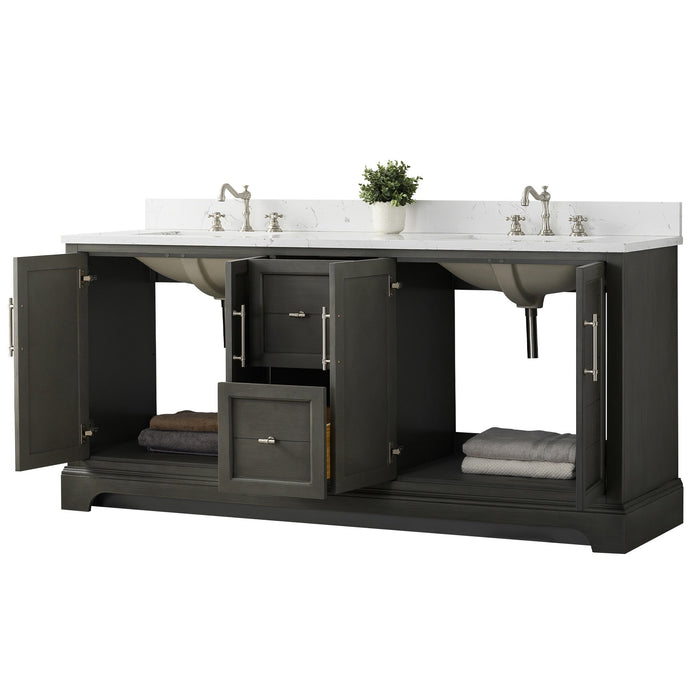 Vannes 72" Double Sink Bathroom Vanity in Silver Grey / White / Vintage Green / Vintage Spruce Blue - HomeBeyond