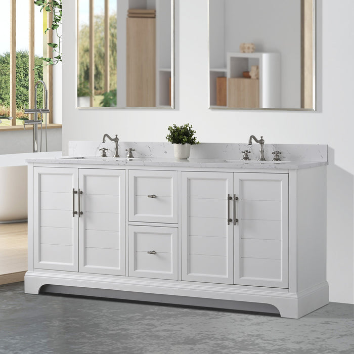 Vannes 72" Double Sink Bathroom Vanity in Silver Grey / White / Vintage Green / Vintage Spruce Blue - HomeBeyond