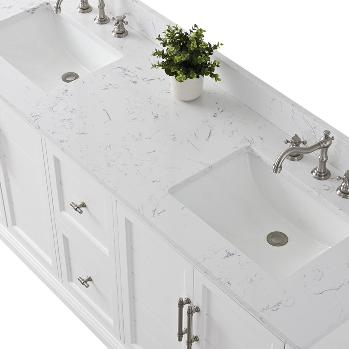 Vannes 72" Double Sink Bathroom Vanity in Silver Grey / White / Vintage Green / Vintage Spruce Blue - HomeBeyond