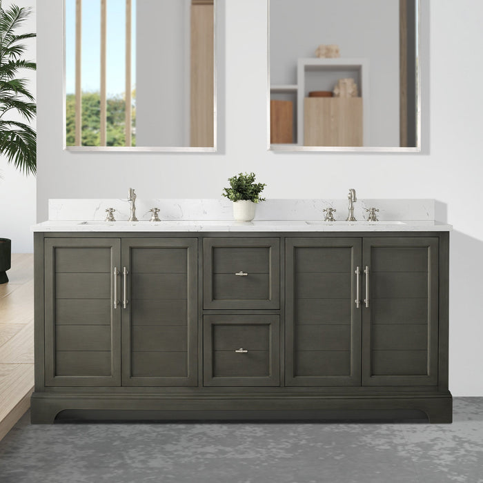 Vannes 72" Double Sink Bathroom Vanity in Silver Grey / White / Vintage Green / Vintage Spruce Blue - HomeBeyond