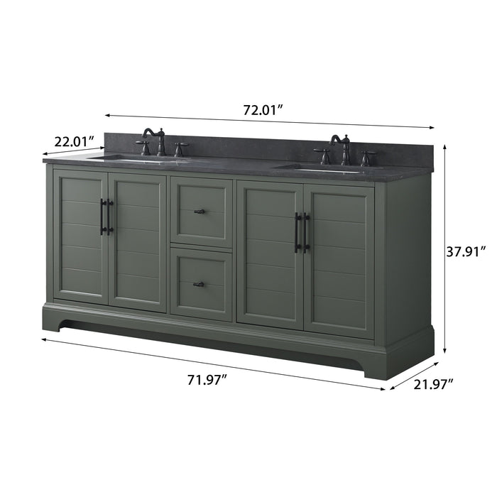 Vannes 72" Double Sink Bathroom Vanity in Silver Grey / White / Vintage Green / Vintage Spruce Blue - HomeBeyond