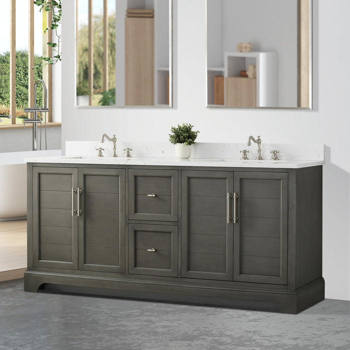 Vannes 72" Double Sink Bathroom Vanity in Silver Grey / White / Vintage Green / Vintage Spruce Blue - HomeBeyond