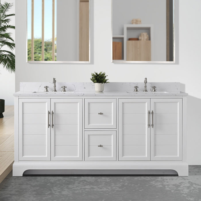 Vannes 72" Double Sink Bathroom Vanity in Silver Grey / White / Vintage Green / Vintage Spruce Blue - HomeBeyond