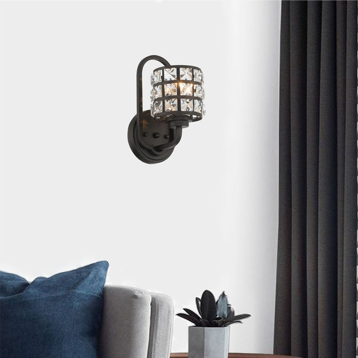 1 Light Dimmable Matte Black Armed Sconce Lighting - HomeBeyond