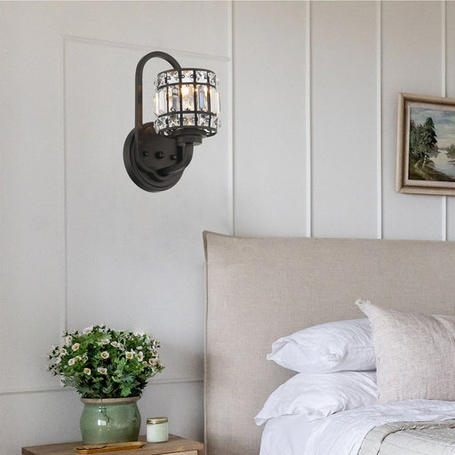 1 Light Dimmable Matte Black Armed Sconce Lighting - HomeBeyond