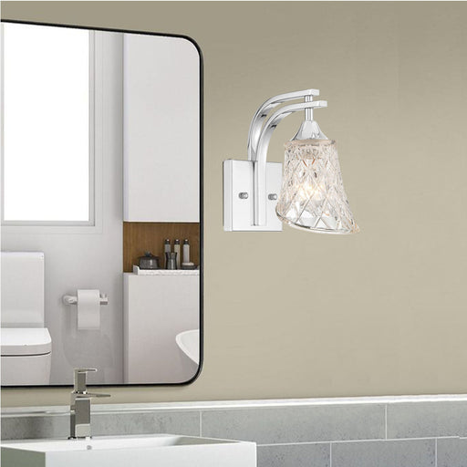 1 Light Dimmable Polished Chrome Armed Sconce Lighting - HomeBeyond