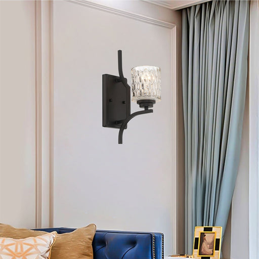 1 Light Dimmable Weathered Black Armed Sconce Lighting - HomeBeyond