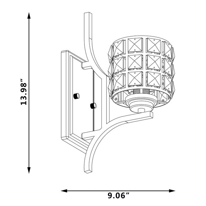 1 Light Dimmable Weathered Black Armed Sconce Lighting - HomeBeyond