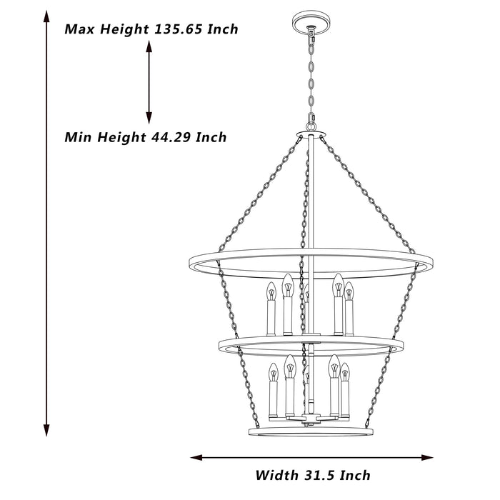 10 Candle Style Light Wagon Wheel Chandelier Light Fixture - HomeBeyond