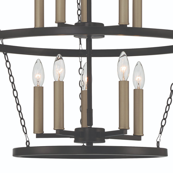 10 Candle Style Light Wagon Wheel Chandelier Light Fixture - HomeBeyond