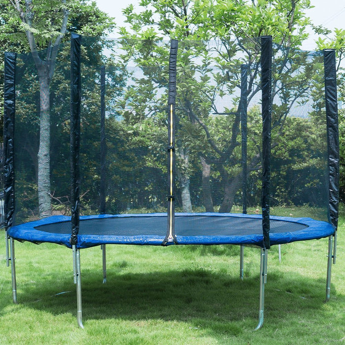 10 FT Round Kids Trampoline Combo Jumping Safety Enclosure Net with Jumping Mat Spring Pad Wind Stakes and Pull T-Hook - BIG10 - HomeBeyond