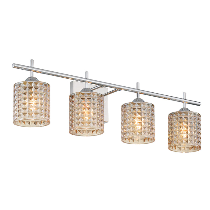 Modern Elegant Cut Crystal Bathroom Vanity Light Fixtures Gold / Chrome 4 Lights Vanity Lighting Over Mirror Wall Sconce with Clear Glass Shade for Hallway Kitchen Living Room 10004BD-S02 / 10004CH-S02