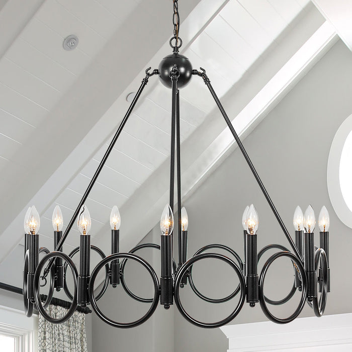 12 Light Wagon Wheel Candle Style Chandelier - HomeBeyond