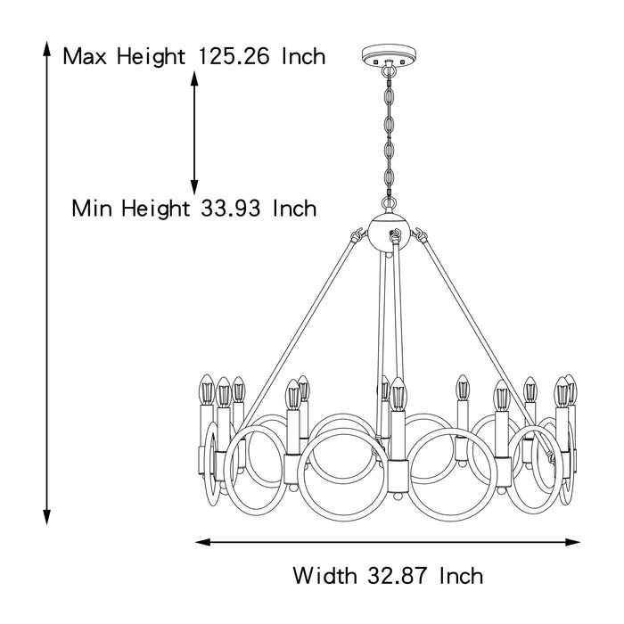 12 Light Wagon Wheel Candle Style Chandelier - HomeBeyond