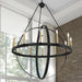 12-Lights Candle Style Geometric Wagon Wheel Chandelier Lighting Farmhouse Candle Ceiling Light Fixtures for Living Room Kitchen Dining Room - 10552CR-BK-BD - HomeBeyond