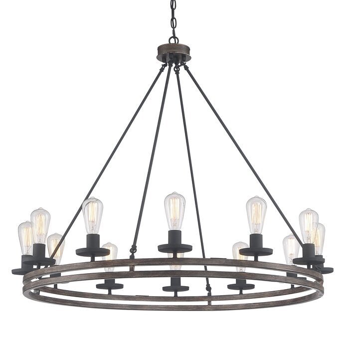12 Lights Double Level Wagon Wheel Chandelier Lighting Farmhouse Candle Ceiling Light Fixtures - HomeBeyond
