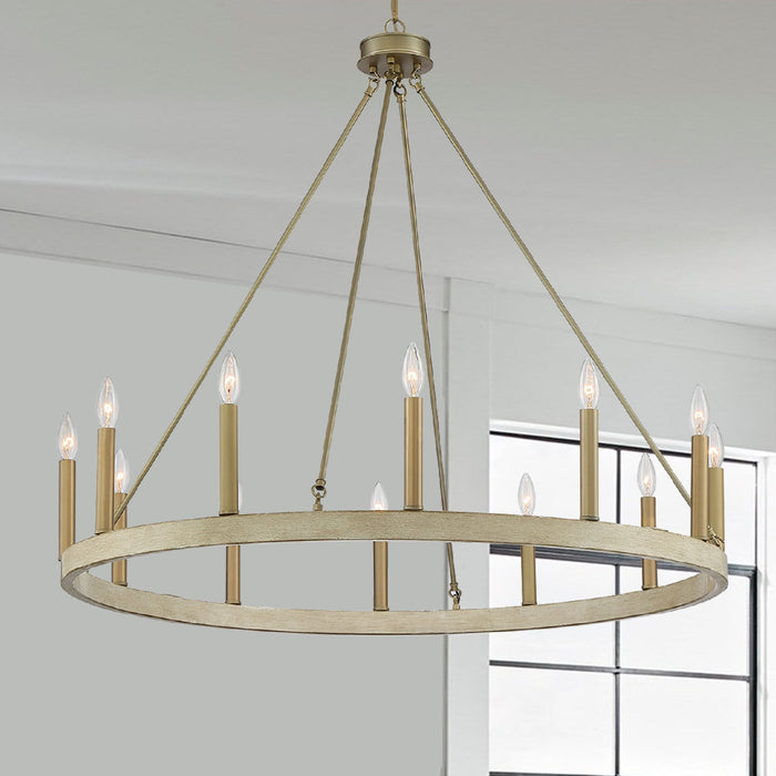 12-Lights Wagon Wheel Chandelier Light Farmhouse Candle Ceiling Light Fixtures - HomeBeyond