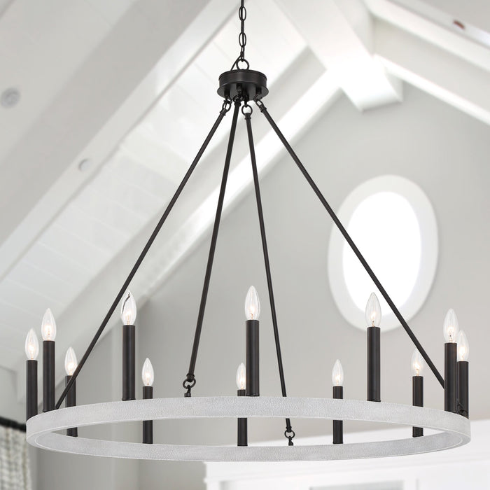 12 Lights Wagon Wheel Chandelier Lighting Farmhouse Candle Ceiling Light Fixtures - HomeBeyond