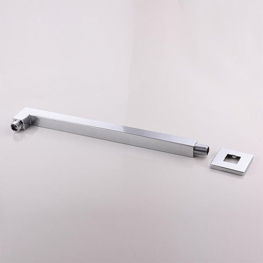 12" Square Replacement Rain Shower Arm Chrome Finish Wall Mounted Brass Arm for Shower Head with Flange 4SQ12 - HomeBeyond