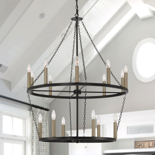 16 Candle Light Style Wagon Wheel Chandelier Light Fixture - HomeBeyond