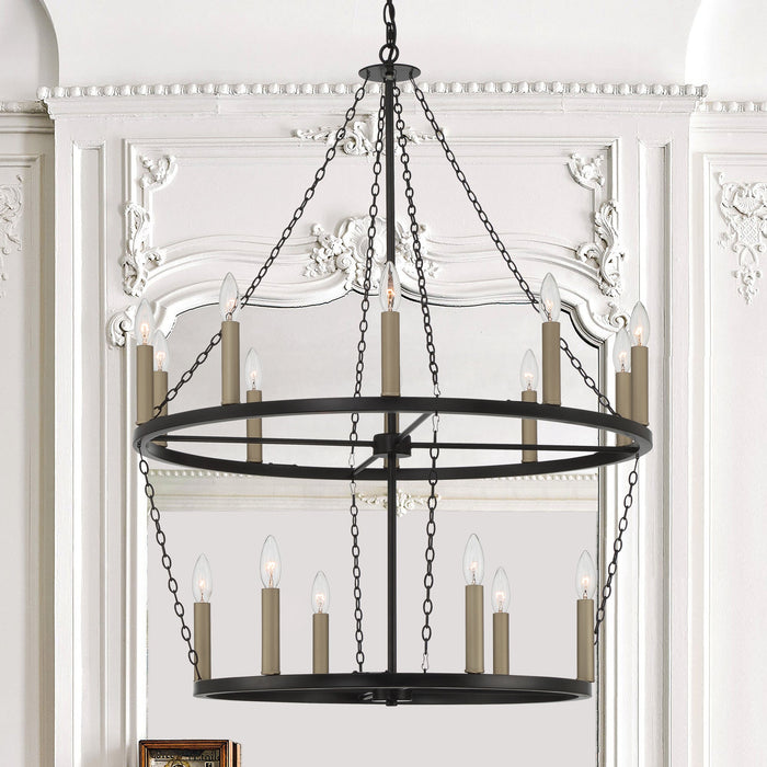 16 Candle Light Style Wagon Wheel Chandelier Light Fixture - HomeBeyond