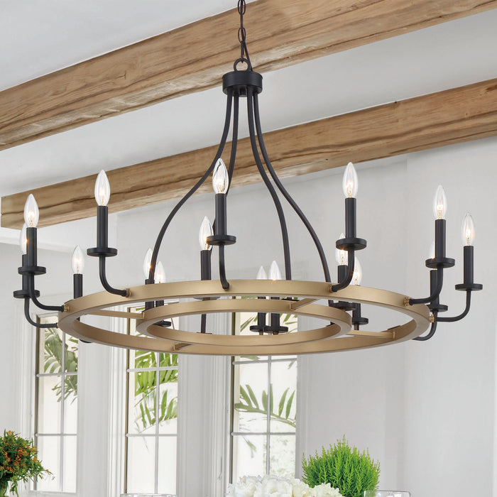 16 Lights Wagon Wheel Chandelier Lights Farmhouse Candle Style Rustic Hanging Ceiling Light Fixture - HomeBeyond