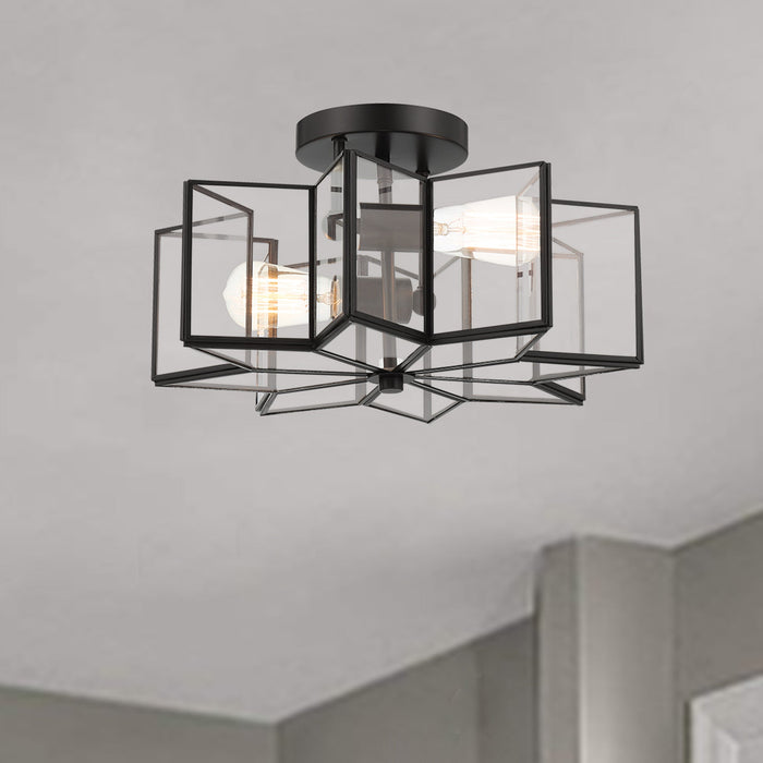 2 Light 16.14 Inches Unique Statement Star Semi Flush Mount Lighting - HomeBeyond