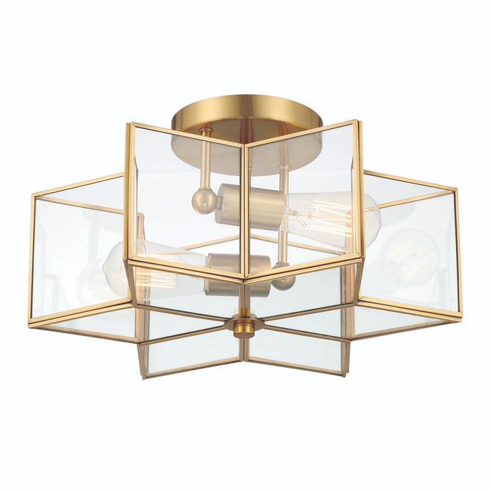 2 Light 16.14 Inches Unique Statement Star Semi Flush Mount Lighting - HomeBeyond